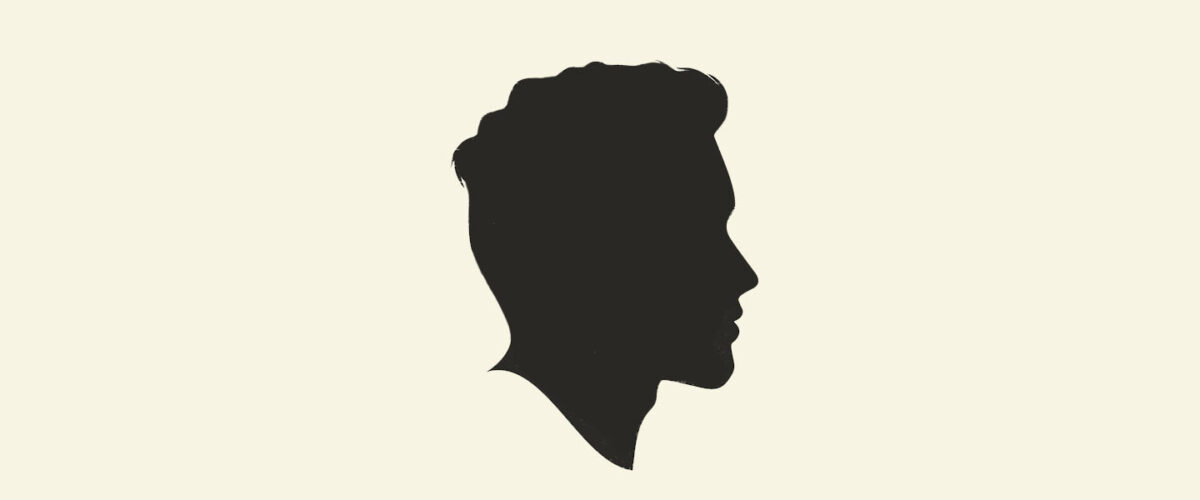 The header image shows a silhouette of a mans head.