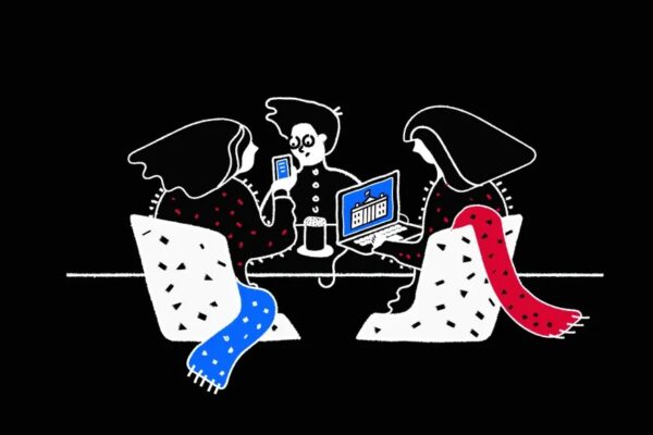3 people on different sides of politics sitting at a table. Tension doing political ad research