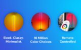 Esta lámpara minimalista le permite elegir entre más de 16 millones de colores de iluminación para una máxima productividad
