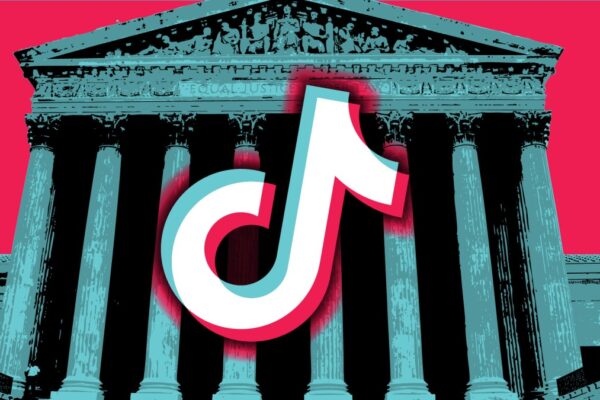 TikTok logo superimposed on Supreme Court building