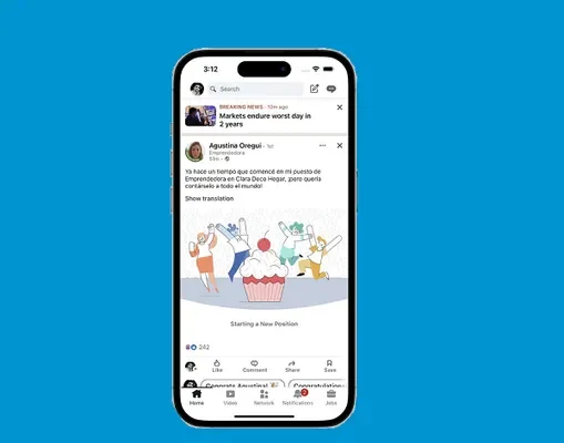LinkedIn expande la prueba del banner de noticias por encima del feed principal