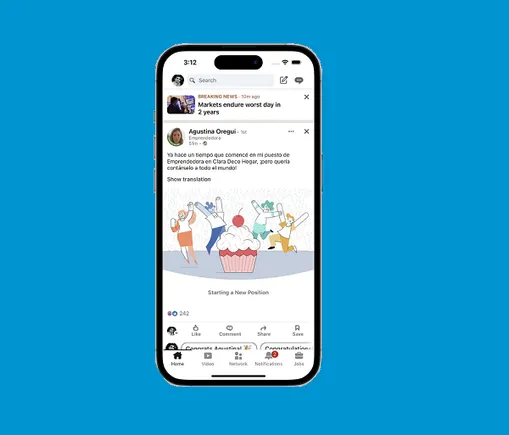 LinkedIn expande la prueba del banner de noticias por encima del feed principal
