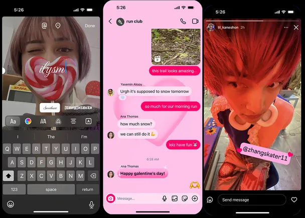 Instagram agrega efectos de DM e historias para el día de San Valentín