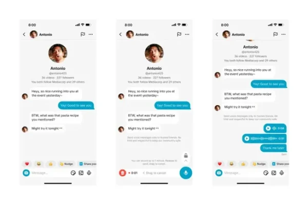 Tiktok agrega mensajes de audio, audio y archivos adjuntos de video para DMS