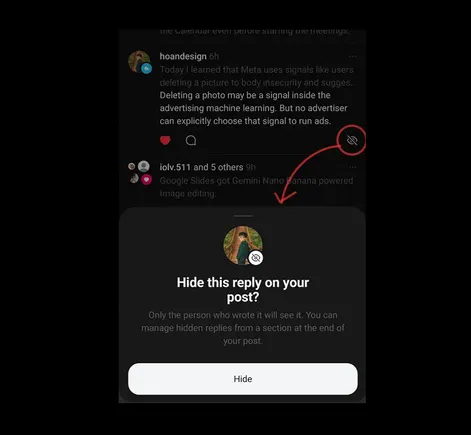 Threads hace que sea más fácil ocultar respuestas de publicación no deseadas