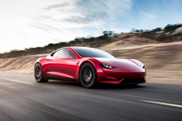 Red Tesla Roadster Hero