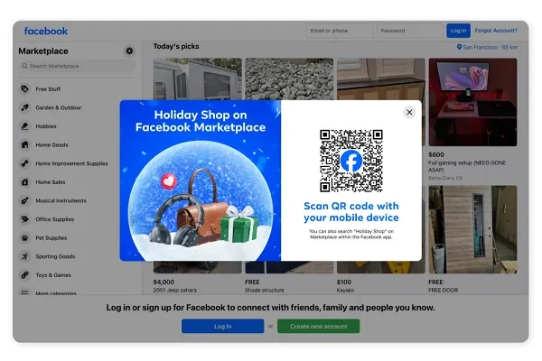Facebook lanza exhibición de regalos navideños en Marketplace